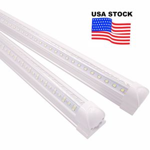 Tubos de LED T8 integrados em forma de V 2 4 5 6 8 Fet LEDs Lâmpada fluorescente 144 W 8 pés 6 fileiras Tubo de luz LED para iluminação de loja 85-265 V