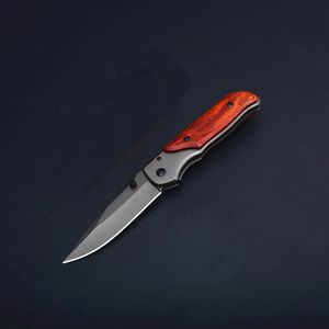 Högkvalitativ Pocket Folding Kniv 3CR13mov Grey Titanium Coated Blade Wood + Stålhandtag EDC Knivar med Retail Box