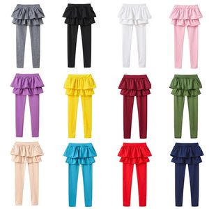 Multi-color garota menina saia calças primavera cor sólida leggings meninas roupas crianças crianças calças calças leggings calças princesa vestido
