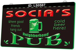 LS0587 Name Light Sign Personalized Neighborhood Home Bar Pub Beer 3D Engraving LED Wholesale Retail