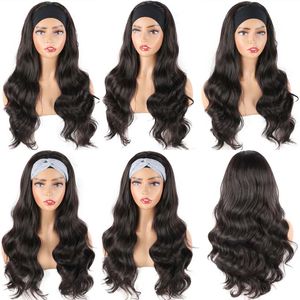 Long Body Wave Headband Wigs For Black Women Full Machine Natural Color Heat Resistant Synthetic Hair Easy To Wear Wigfactory direct
