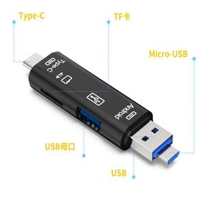 3 i 1 USB 3.1 Typ C Micro USB OTG USB-kortläsare Micro SDHC-minneskortläsare Höghastighet med Pakcage