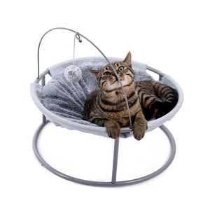 Pet Cat Bed Soft Plush Nest Cat Hammock Detachable Mat Pet Bed with Dangling Ball for Cats Small Dog Squar Tumbler Rocking Chair 210722