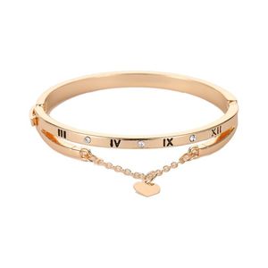 Bangle Roman Numerals Armband Kvinna Alloy Bangles And Cubic Zirconia Golden Smycken Gåvor