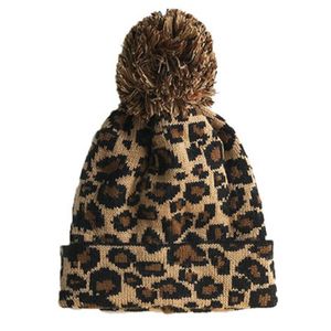 Beanie/Skull Caps Autumn And Winter Warm Fashion Personality Leopard Print Large Ball Knitting Wool Sleeve Head Flanging Hat