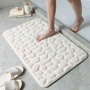 Guret antiderrapante Bath Bath Cobblestone Gravado Banheiro Banheiro Tapete Duche Quadril Caçador de Memória Espuma Absorvente Tapetes para Home 211109