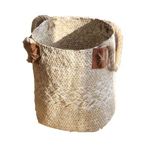 Creative Hanging Rattan Pots Seagrass Woven Storage Baskets Garden Flower Vase Planter Potted Organizer Home Laundry Basket with Handle