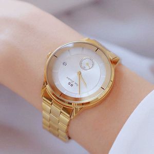 Woman Watches Famous Brand Date Dress Ladies Watches Unique Women Gold Wristwatch Stainless Steel Montre Femme 210527