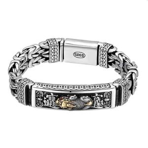 Echte Silber Retro Dicke Glückliches Pixiu Armband Männer Mann Thai Silber Herkunftsstörende Trend Personalisierte Geld Schmuck