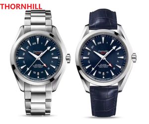 Herren-Armbanduhr GMT mit vier Pins, mechanisches Automatikwerk, Saphir-Zifferblatt, Armband-Armbanduhr, 316L-Stahl, echtes Leder, hochwertige Armbanduhr, Geschenk