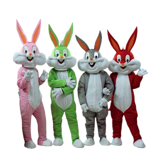 Mascote trajeaster coelho mascote traje bugs coelho peludo ternos fantasia cartoon hare roupa carnaval homeeen xmas vestido conjuntos