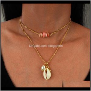 Halsketten Anhänger Bohemian Shell Stein Anhänger Für Frauen Metall Charms Punk Geometrische Choker Halskette Schmuck Freundschaft 90er Jahre Stil Drop de