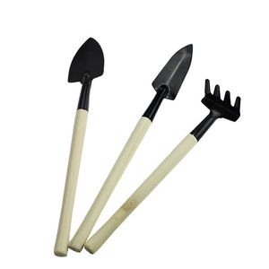 Mini Garden Tools Kit Små Skovel Rake Spade Trähandtag Metal Head Kids Gardener Gardening Plant Tool