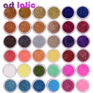 40 sztuk / zestaw Mix Colors Art Grzywny Glitter Proszek Pył UV Gel Polski Akrylowy Nail Tips DIY Dekoracji Narzędzia