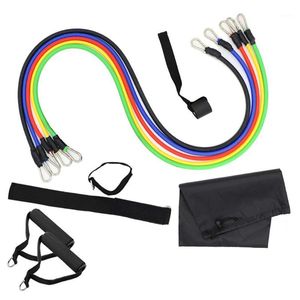 11 PCS Resistance Tube Bands Fintess Exercise Workout Gym Door Anchor Ankle Straps Cushioned Handles with Carry Bags1