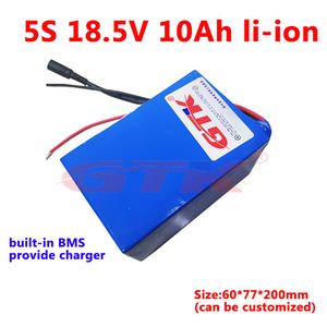 16V lithium 18.5V 10Ah li ion battery pack with bms portable for LED light control monitor sound equipment+2A charger