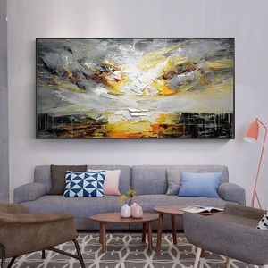 Krajobraz Streszczenie Malarstwo Styl Nowoczesny Wall Art Canvas Malarstwo Akrylowe Farby Do Dekoracji Ściennej Domu Brak ramki 210310