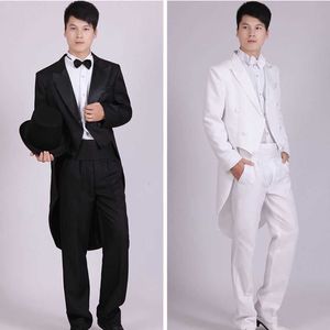 Mężczyźni garnitury 4 sztuk (kurtka + spodnie T + Bow Tie + Pas) Garnitury TailCO Męskie Blazers Slim Fit Groom Wedding Prom smokingu Man Suit X0909