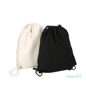 Ryggsäck Tillverkare Blank Canvas Bag Axel Drawstring Beam Pocket Shopping Student Bomull Kvinnor