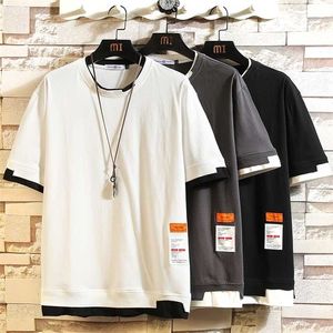 Verão mangas curtas harajuku coreia moda t-shirt branco streetwear hip hop rocha punk homens top tshirt roupas 220125