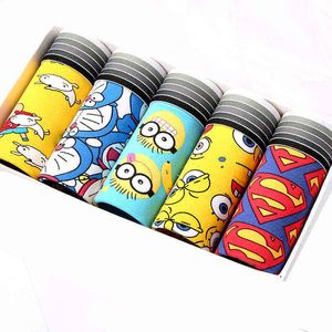 Śmieszne majtki Man Boxer Brand Boxershorts Mężczyźni Cute Cartoon Bawełniane Bielizna Bokserki Oddychające Majtki Dla Chłopców Dużo H1214