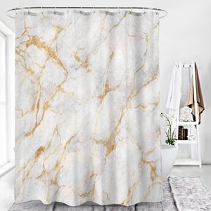 Tende da doccia stampate in marmo dorato con motivo a tenda in poliestere impermeabile da appendere al bagno per la casa