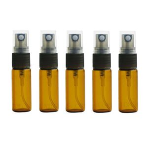 500 sztuk / partia Hurtownie 5 ml Bursztynowe Szkło Perfumy Butelki Spray Małe Próbki Fiolki Kontener Kosmetyki Przenośne