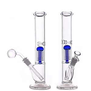 Glass Bong Water Pipe Hookah 11.5 Inches Tall Straight Beaker Bongs 8 arm trees perc Dab Rig With Downstem 14mm degree male oil burner pipes