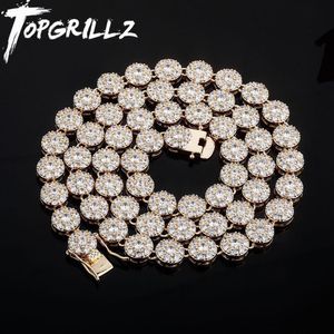 TOPGRILLZ Hip Hop Men And Women Chain Necklace Gold/Silver Color Iced Out Micro Pave Cubic Zircon 10mm Round Necklaces For Gifts X0509