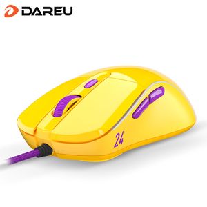 Dareu A960 Gaming Mouse 65G Lätt LED LED RGB Bakgrundsbelysning Möss med mjuk tråd PMW3389 16000 dpi 50 miljoner Klicka på Times KB24