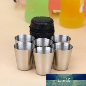 6 pcs 30ml copo de cerveja de café ao ar livre prática de aço inoxidável copos tiros definir mini óculos para bebida portátil de vinho de uísque