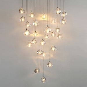 Crystal Chandelier Modern Living room Hanging Lamp Stair Ball Lights Kitchen Lobby LED Indoor Lighting