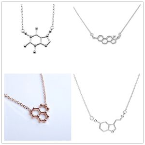 Gold Koffein H2O Wasser Chemische Molekulare Struktur Molekül Apfel Pfeil Unendliche Herz Brille Kette Halskette Geometrische Halsband Für Frauen