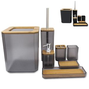 Bath Accessory Set 7pcs/set Transparent Washing Tools Bamboo Mouthwash Cup Soap Toothbrush Holder Bathroom Accessories