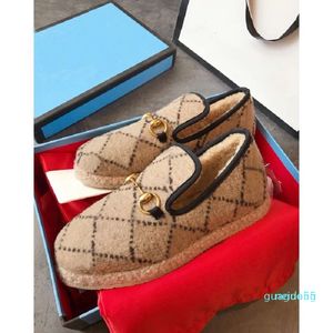 designer Scarpe casual invernali Donna Tessuto mocassino in lana testurizzata Intersuola in gomma Scarpe da casa piatte Lady Check Tweed Walking 3396