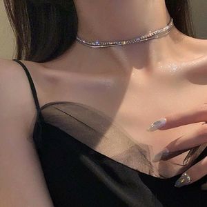 Koreansk Luxury Crystal MultiLayer Necklace Kvinnors Klavikett Kedja Bib Ställning Choker Halsband Hängande Fashion Princess Bröllop Kvinnor Smycken Fairy