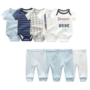 Kleidung Sommer Neugeborene Overall Kurzarm Baby Strampler Hosen 100% Baumwolle Unisex Junge Mädchen Kleidung Sets 210309