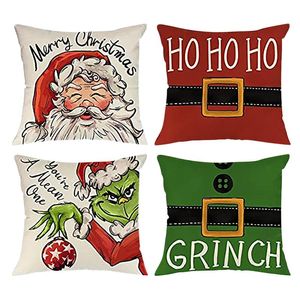 Decorações de Natal Navidad Série 2021 Linho Almofada Fronha Adornos De Home Decor