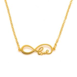 Unendlichkeitssymbol Liebe 8 18k Gold Anhänger Antik Gelb GF Damen Damen Mädchen Halskette Charms MOM Geschenkbox einfach