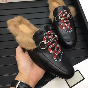 Designer neue echte Leder-Loafer Pelz Muller Slipper mit Schnalle Mode Frauen Männer Princetown Damen Casual Pelze Mules Wohnungen Größe 35-45