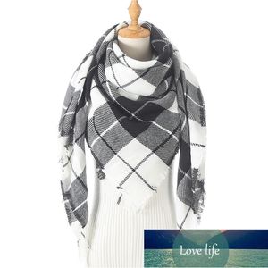 Designer stickad vår vinter kvinnor halsduk plaid varma cashmere halsdukar sjalar lyx varumärke nacke bandana pashmina lady wrap fabrik pris expert design kvalitet