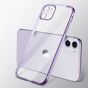 iPhone 15 Pro Max 14 Plus 13 Mini 12 11 PLATINGELECTROPLEATED LENS PROTECTIUN SHOCKPROOF透明透明な透明なTPUラバーシリコーンクリアケースカバーのケース