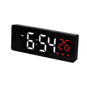 LED Mirror Screen Alarm Clock Creative Digital Clock Voice Control Snooze Time Date Temperature Display for Home Decoration 211111