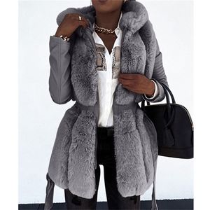 Caldo inverno donna spesso caldo giacca con cerniera cappotto con cintura collo in pelliccia sintetica giacche in pelle capispalla donna parka 211122