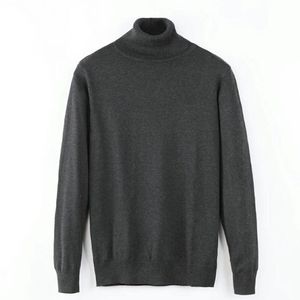 2021 Nowa Jesień Zimowy Sweter męski Męski Turtleneck Solid Color Casual Sweter męska Slim Fit Marka Dzianiny Pulowers