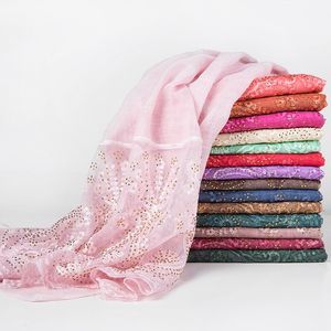 Women's Hijab Scarves Wrap Luxury Diamonds Foulard Muslim Headscarf Lace Patchwork Glitter Long Shawl Turban