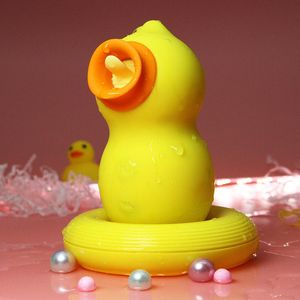 Yellow Duck Vibrator Klitoral fitta Sucker Bröstnippla sugande Vibration Massager G-punkt Klitoris Slickande tunga Stimulator Kvinnor Sexleksak Alla hjärtans present ZL0110