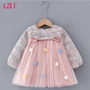 LZH 2021 Nuovo Autunno Inverno Bambini Neonate Vestito Da Partito Per Bambini A Maniche Lunghe Abiti Da Principessa Per Le Ragazze Casual Abbigliamento 1-5 anni Q0716