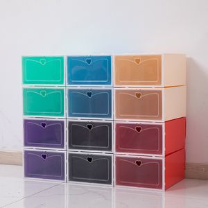 Foldable Storage Shoes Boxes Set Multicolor Plastic Clear Home Shoe Rack Organizer Stack Display Box FHL367-WY1547