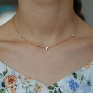 Pendant Necklaces 2021 Summer Dainty Delicate Jewelry Design Tiny Cute Cz Flower Cham Drop Rose Gold Color Fashion Minimal Cut Necklace